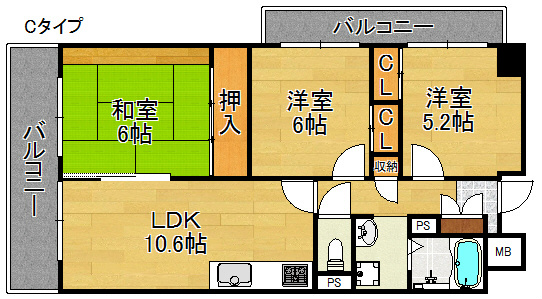 サニーコットン住之江 間取り