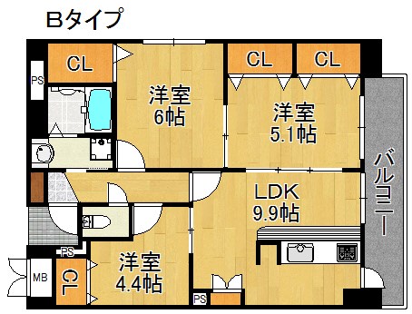 アネックス六兵衛　三番館 間取り