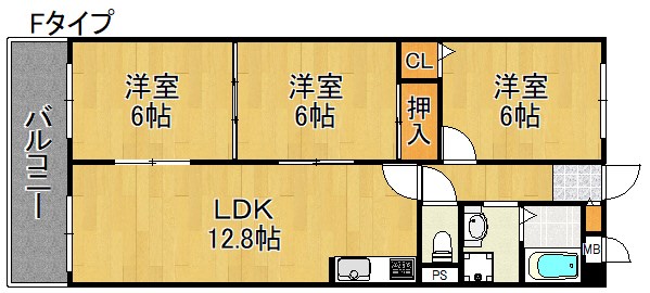 ヴィラスリースター住之江 間取り