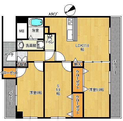 アネックス六兵衛　三番館 間取り
